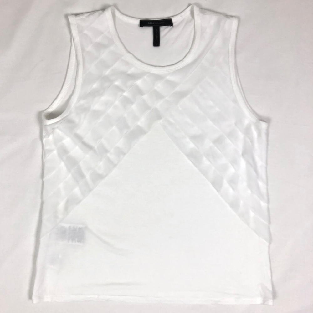 BCBG MaxAzria White Sleeveless Shirt